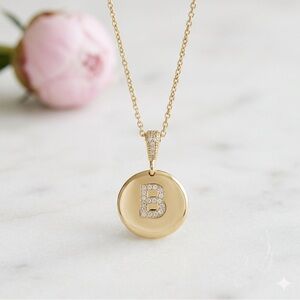 Initial Necklace / Micro Pave Letter / B